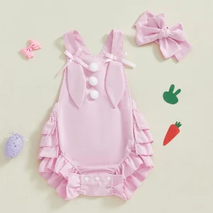 3-pc Summer Ruffle Romper with Headband